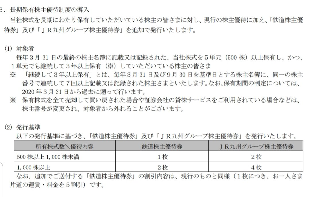 株主優待変更】 九州旅客鉄道 (JR九州) 割引券から金券タイプに変更 