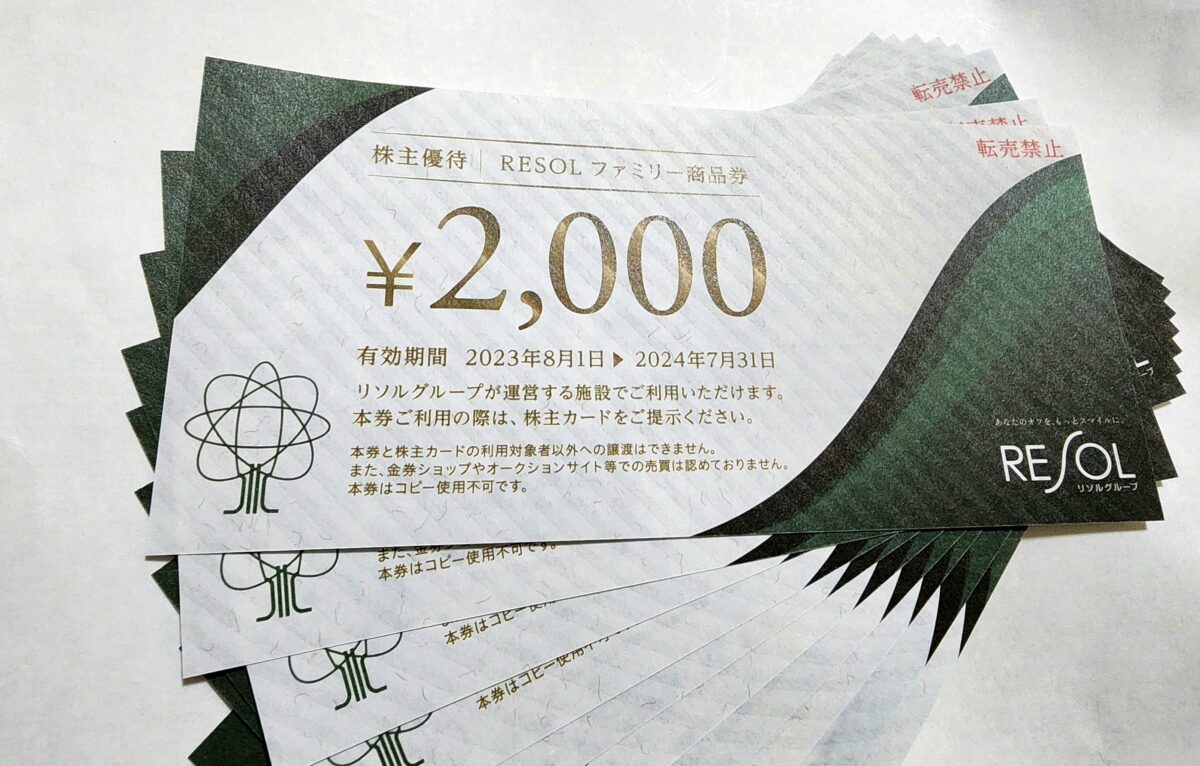 リソルホールディングス　株主優待  20000円分優待券/割引券